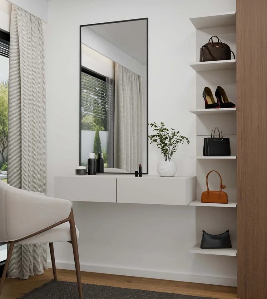ibonto Wandhängender Schminktisch Beige 110 cm mit 2 Schubladen - Bild 4