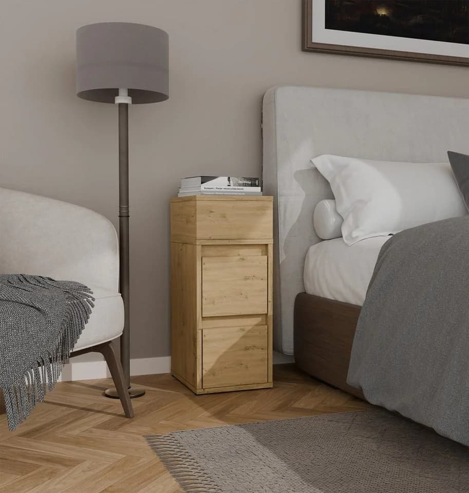 ibonto Nachttisch YORK mit 2 Schubladen und Ablage, Eiche Artisan - Bild 4