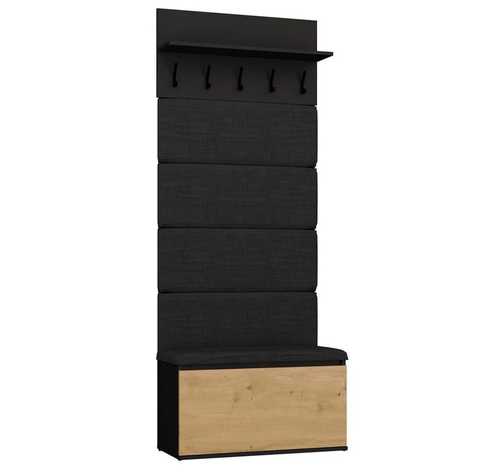 ibonto Garderobenschwarz Eiche mit Schuhschrank und Sitzbank - Bild 2