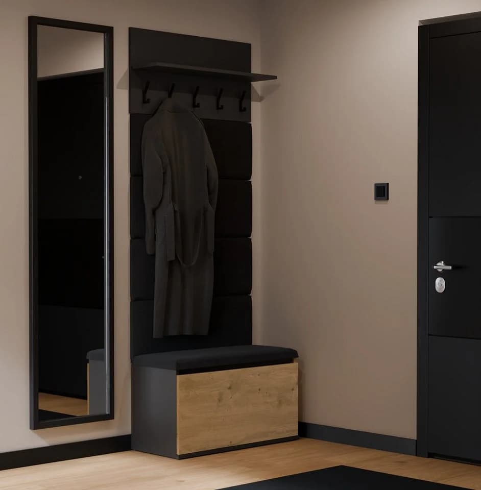 ibonto Garderobenschwarz Eiche mit Schuhschrank und Sitzbank - Bild 3