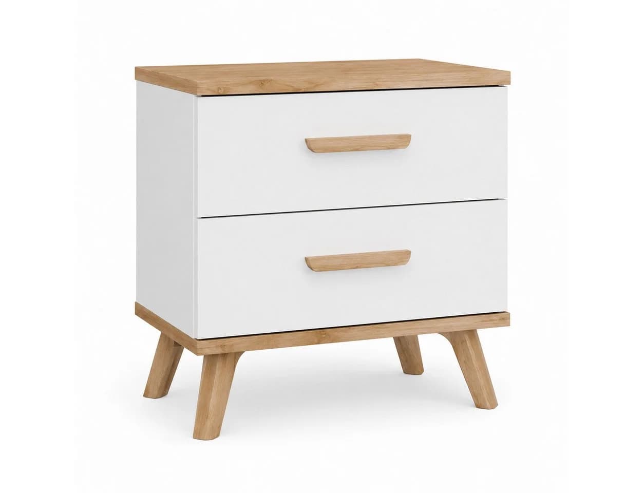 ibonto Nachttisch 2 Schubladen Weiß Eiche Artisan Holzbeine - Bild 2