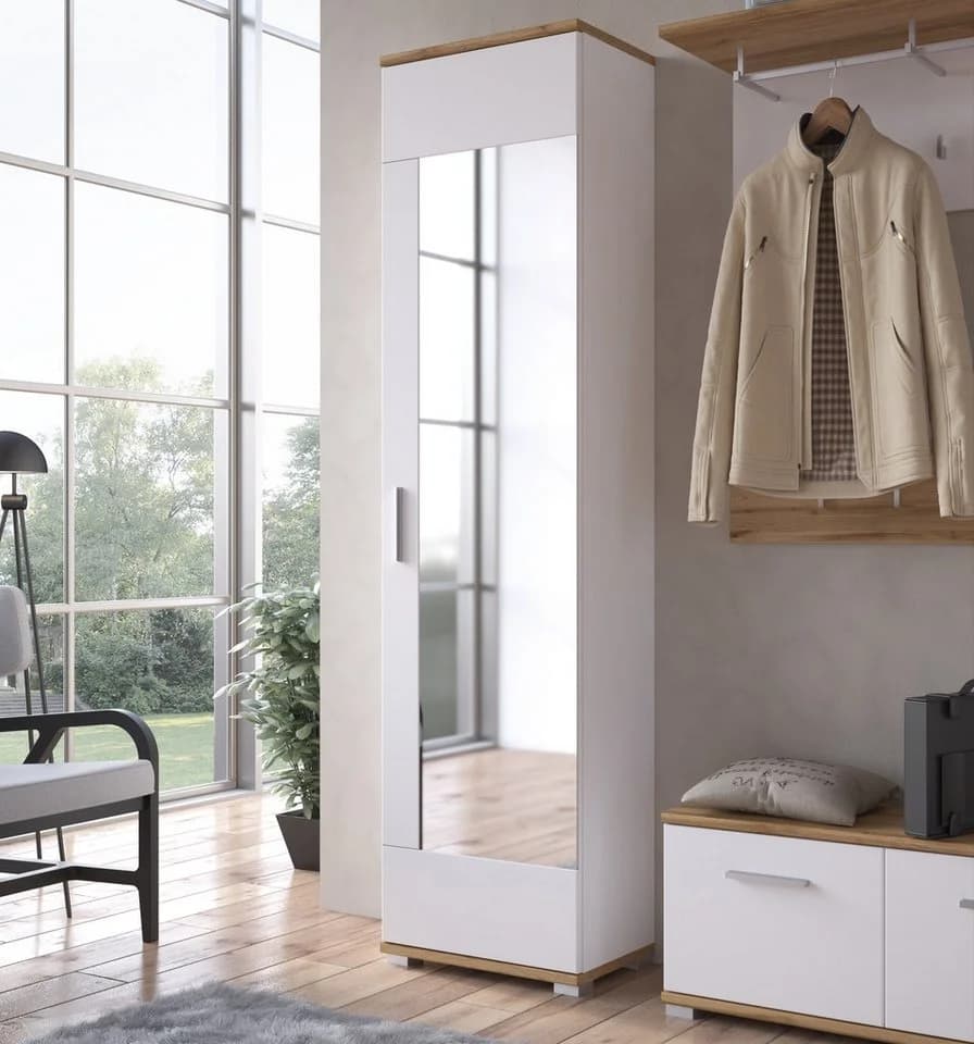 LIVING CHARM Garderobenschrank Hola Weiß mit Spiegel - Bild 5