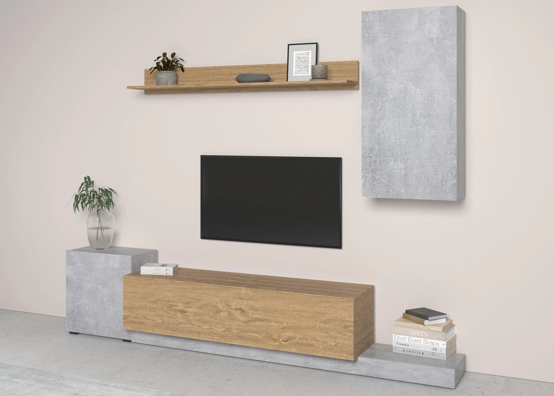 Wohnwand HOME AFFAIRE Rimini Modern Grau Kastanienfarben