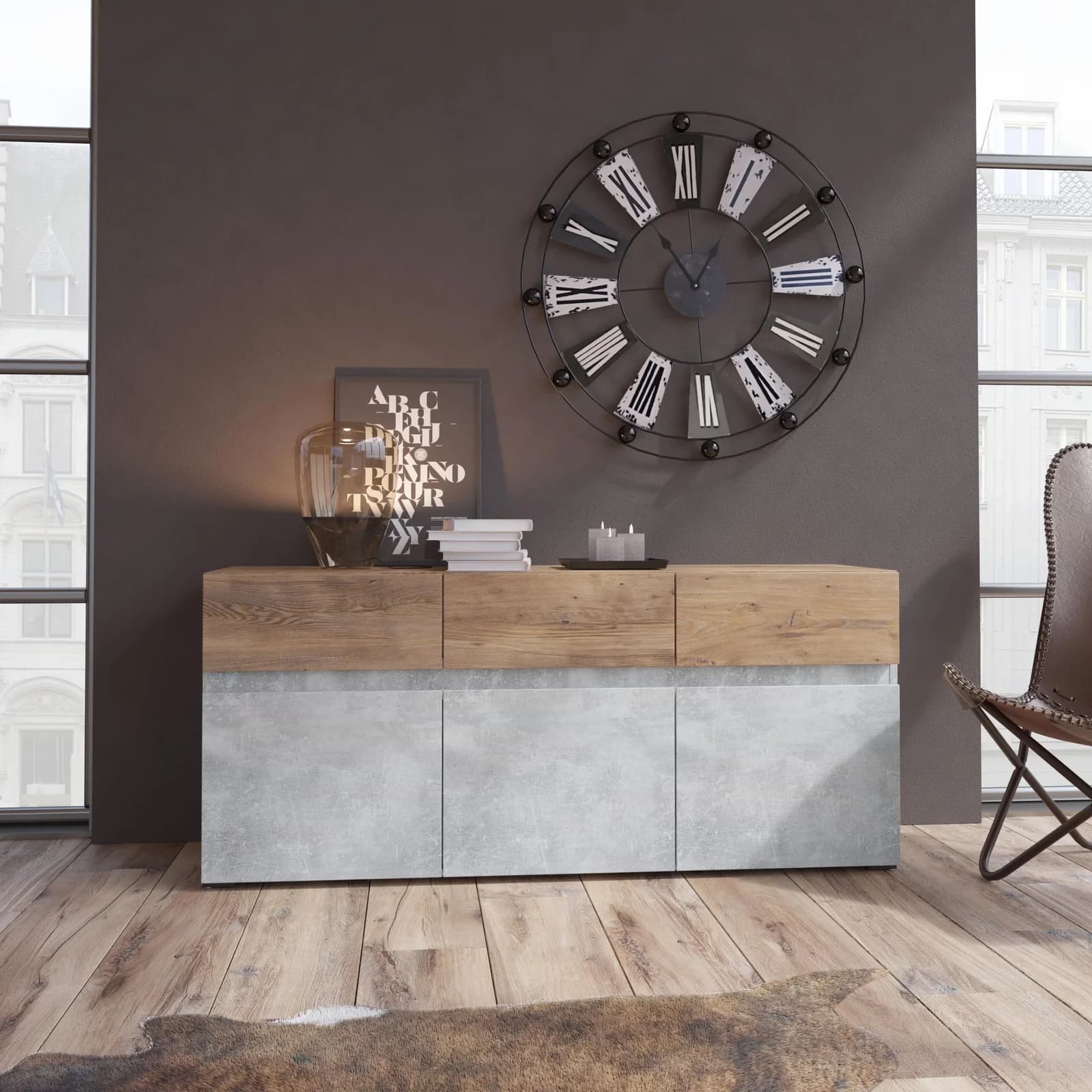 HOME AFFAIRE Lowboard Rimini Braun Schwarz Holzwerkstoff