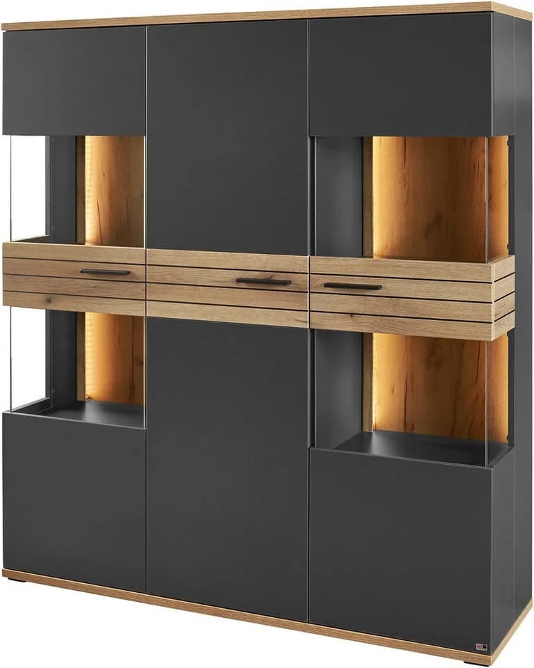 set one by Musterring Vitrine Quincy Anthrazit mit LED-Beleuchtung - Bild 2