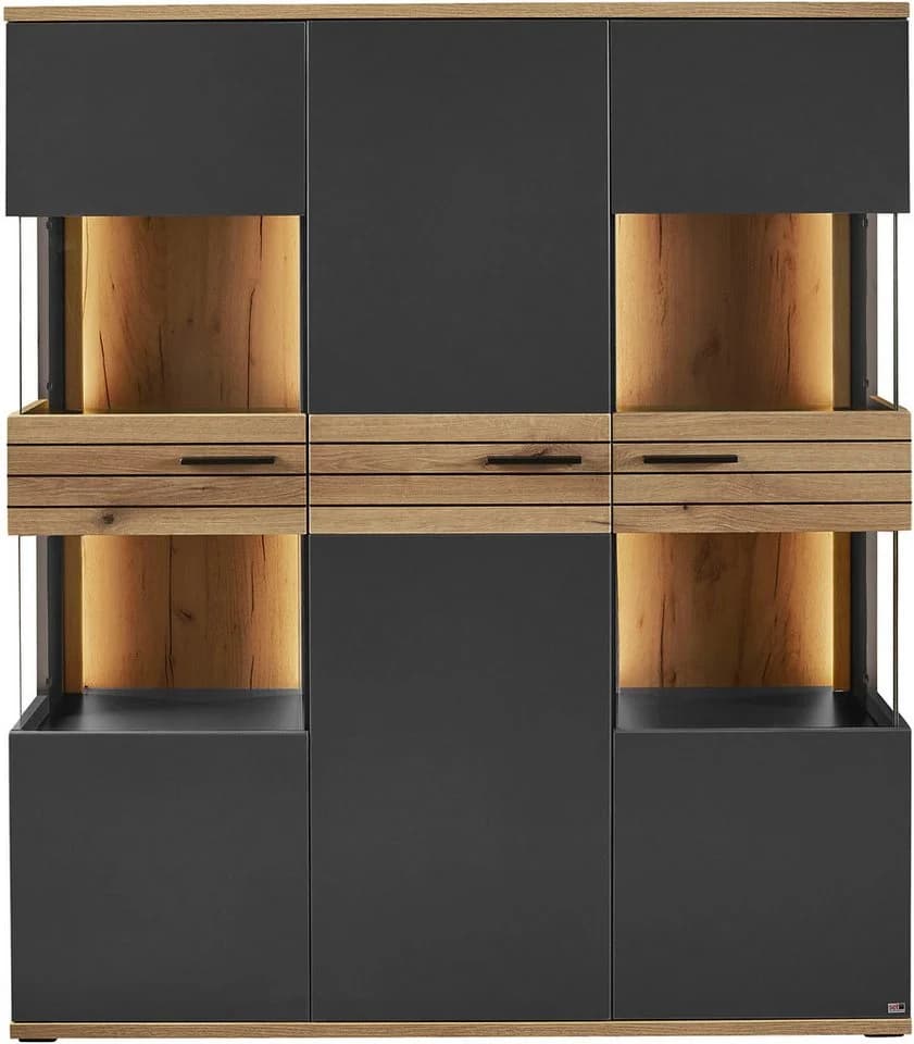 set one by Musterring Vitrine Quincy Anthrazit mit LED-Beleuchtung - Bild 3