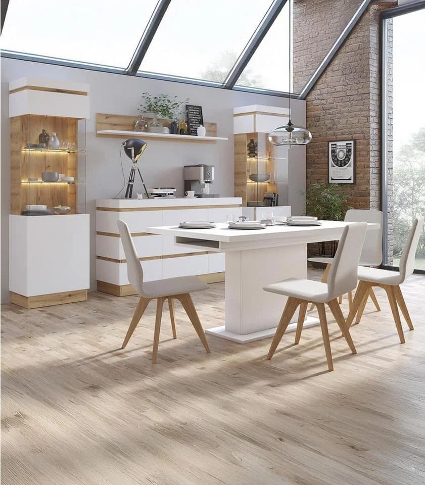 Sideboard CALABRIA Alpinweiß Eiche Dekor 4 Türen 2 Schubladen