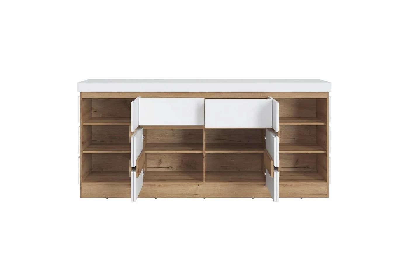 Sideboard CALABRIA Alpinweiß Eiche Dekor 4 Türen 2 Schubladen - Bild 3