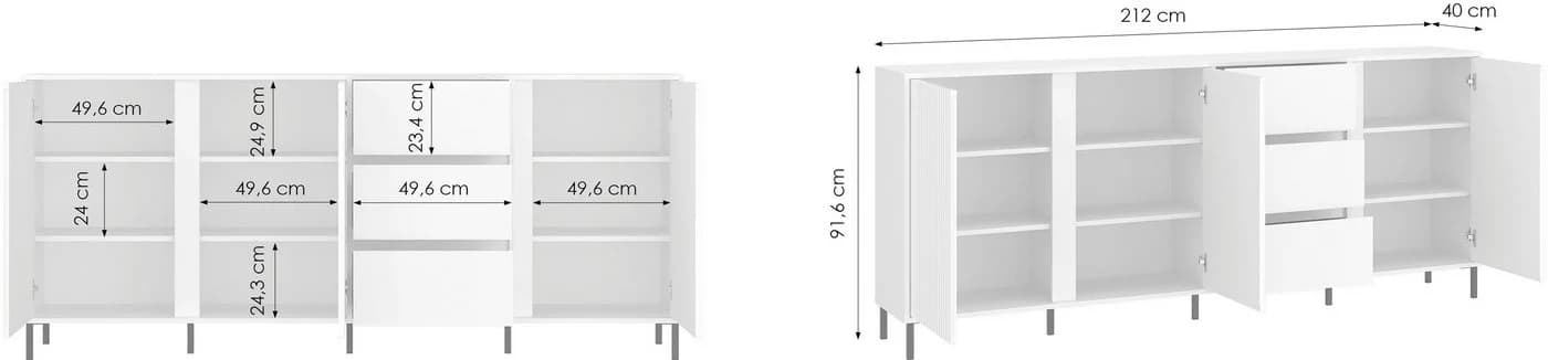 Home Affaire Sideboard Weiß mit Metallfüßen - Bild 5