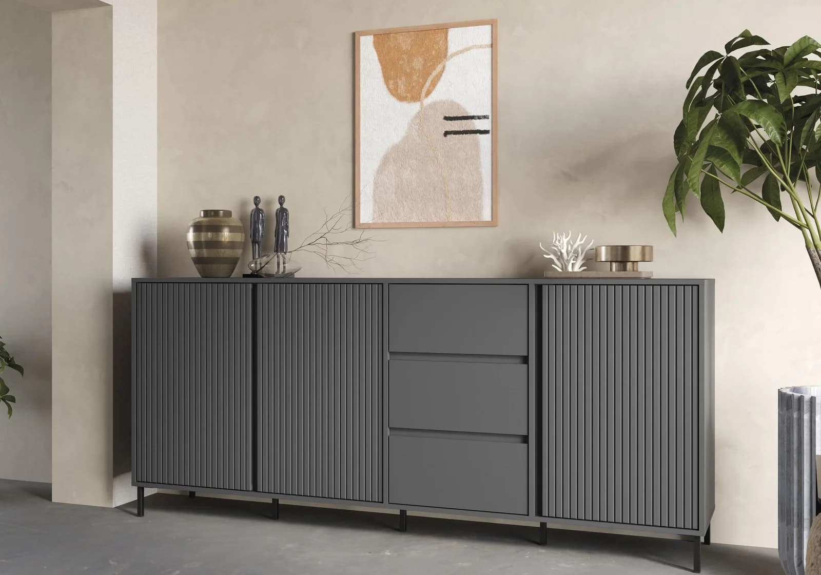Sideboard HOME AFFAIRE Anthrazit 212 cm