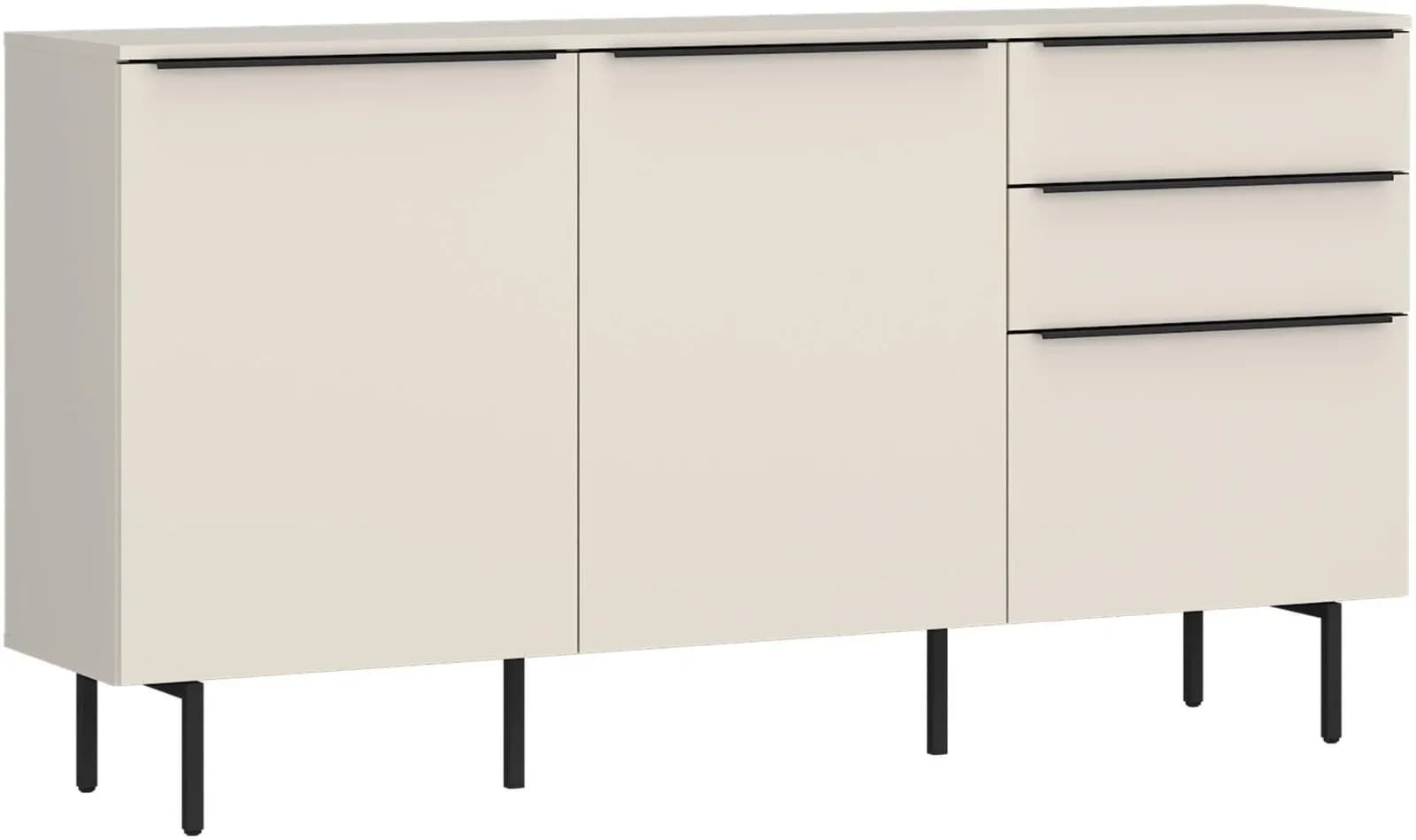 TOM TAILOR HOME Kommode 3 Türen 2 Schubladen Light Taupe Schwarz