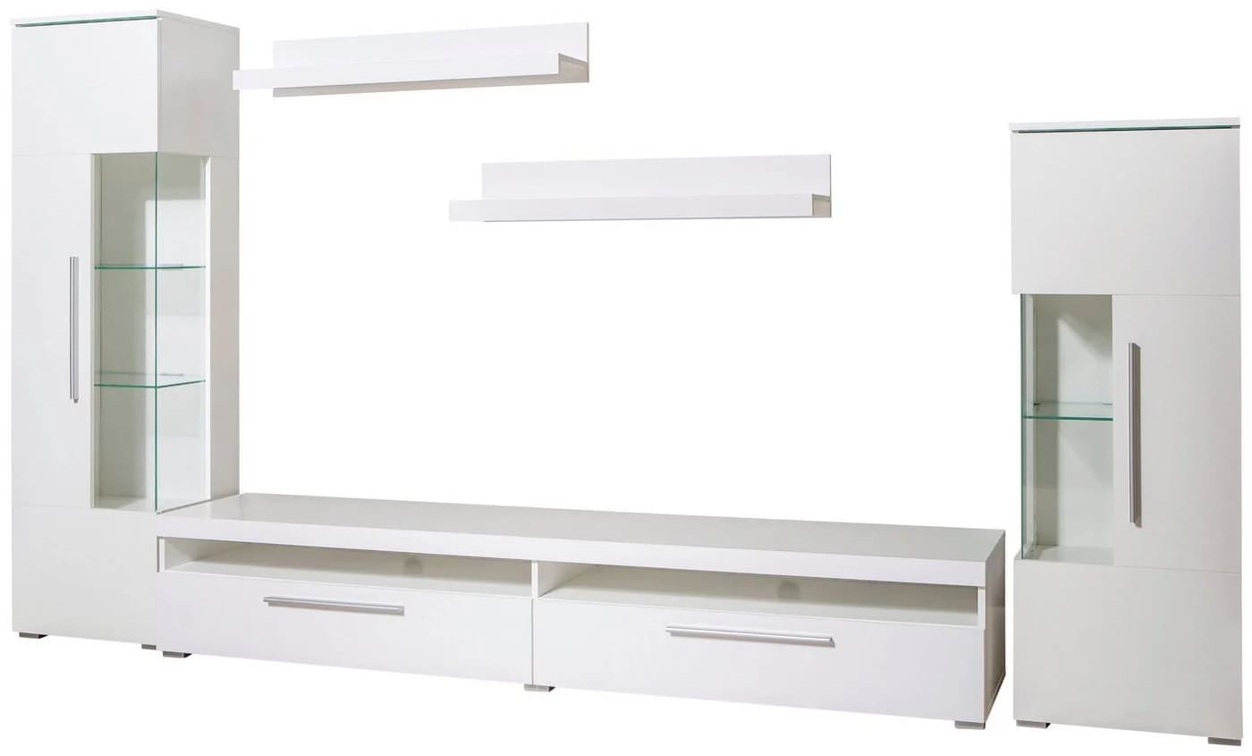 OTTO HOME Wohnwand India Weiß Hochglanz 290cm Set