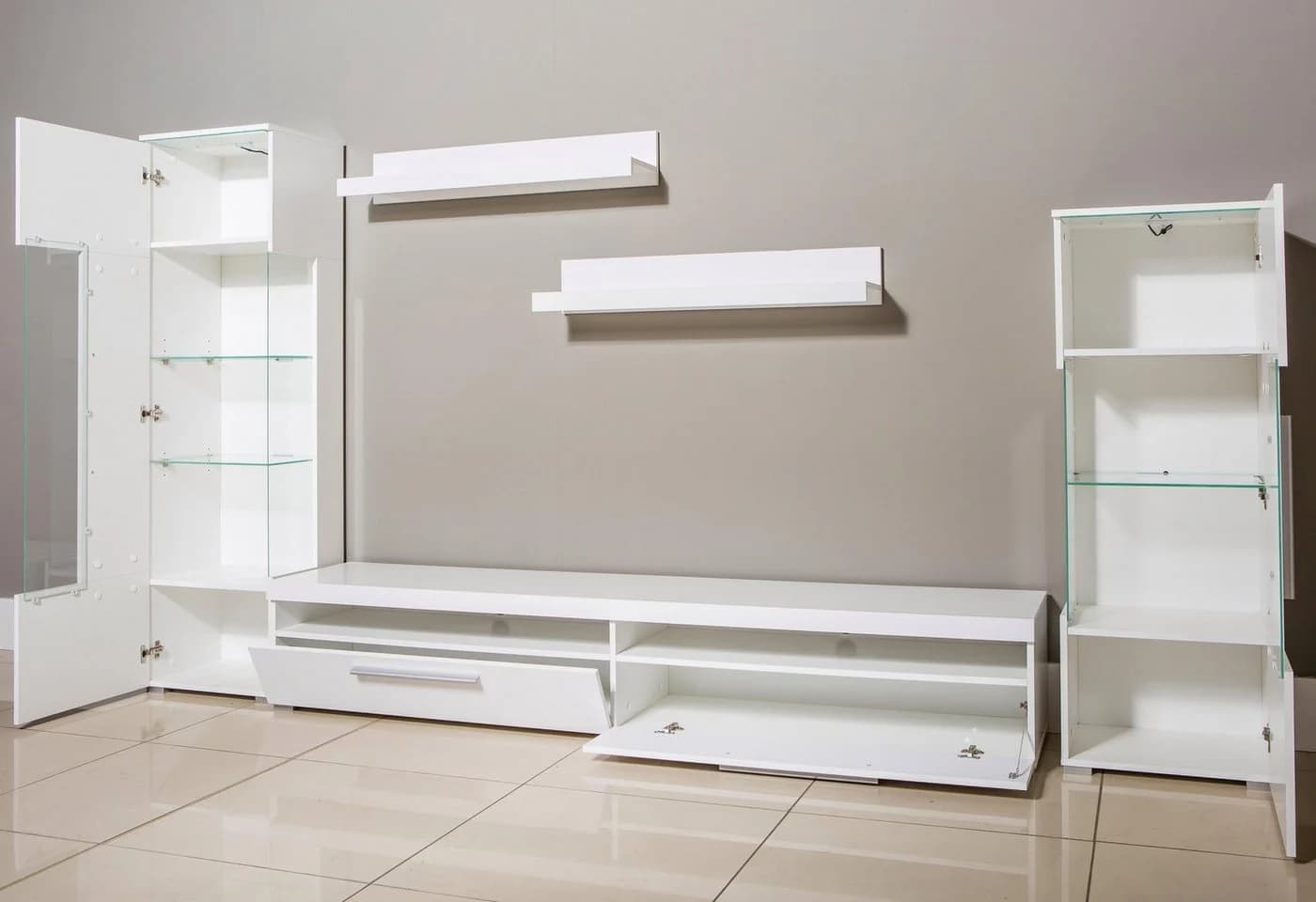 OTTO HOME Wohnwand India Weiß Hochglanz 290cm Set - Bild 5