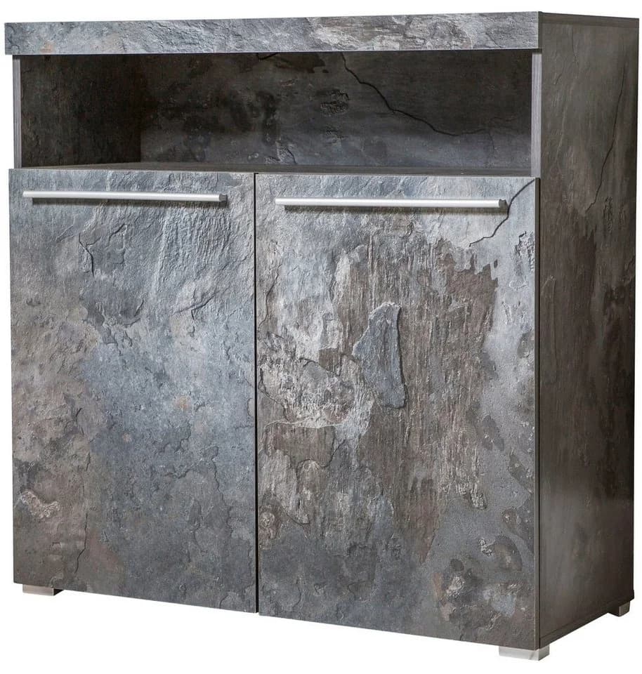 OTTO HOME Kommode India 91cm Schwarz Grau 2 Türen FSC Holzwerkstoff