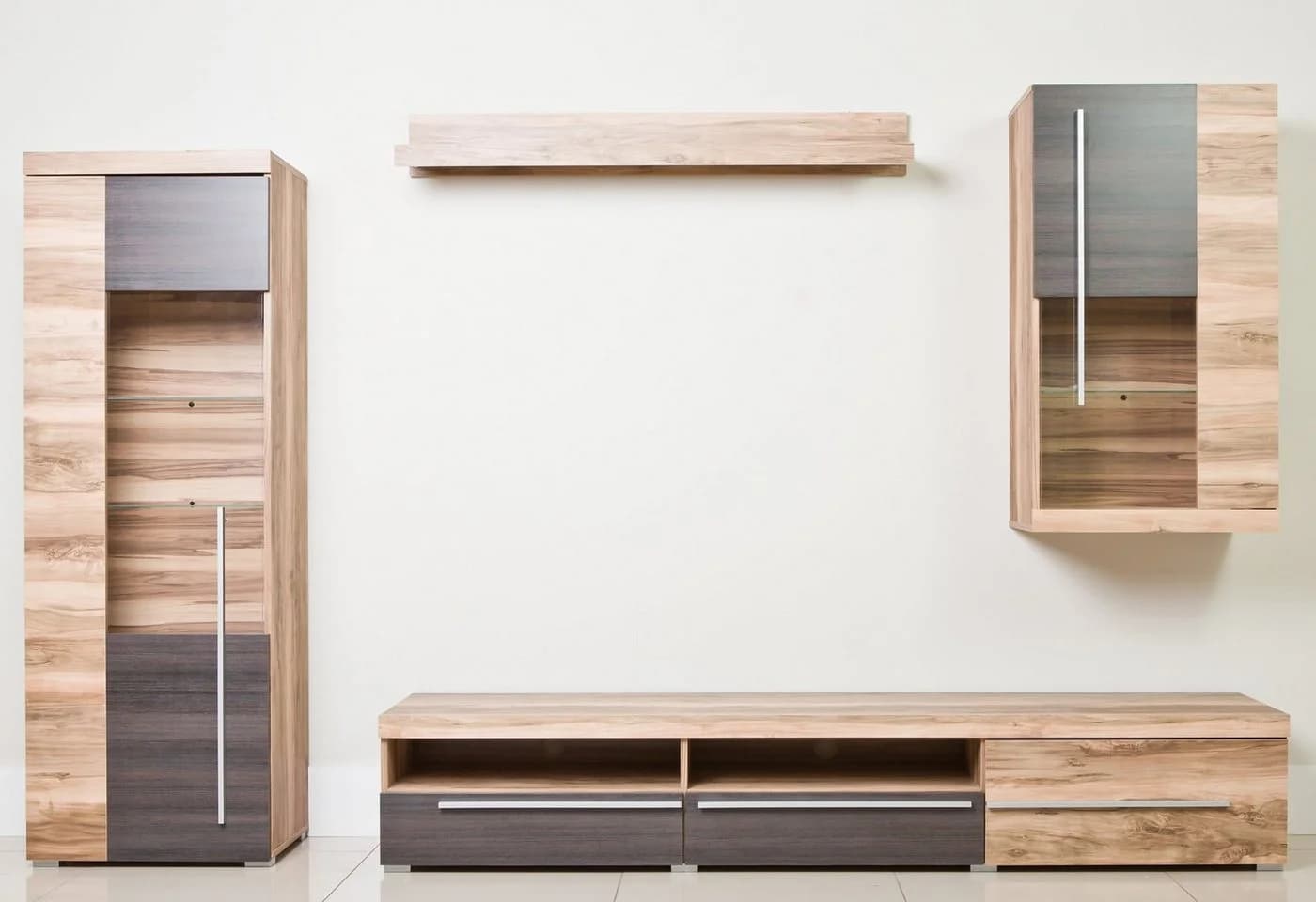 OTTO home Wohnwand Roger 255 cm Modern Braun Glastüren