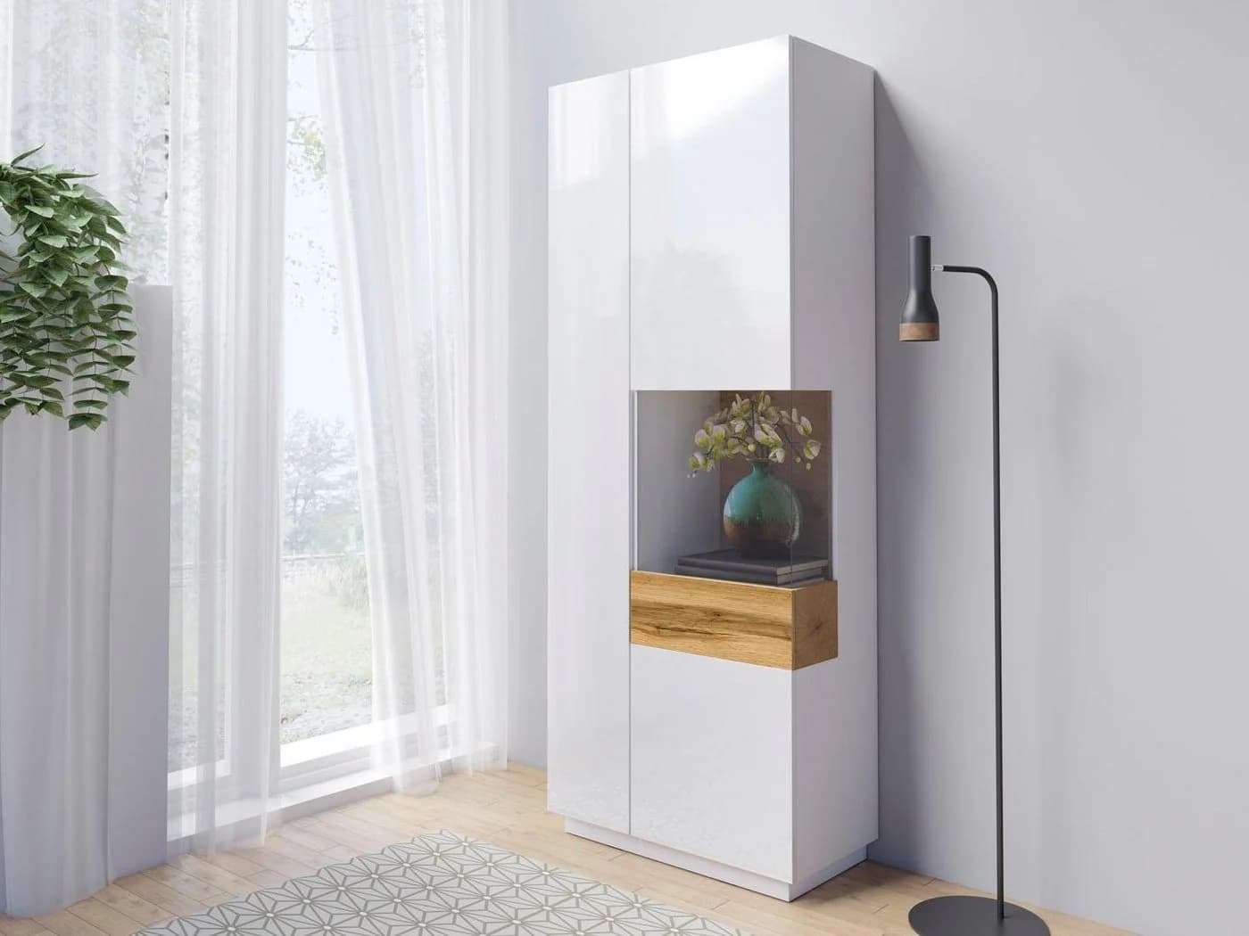 OTTO HOME Vitrine SILKE Weiß Hochglanz Push to Open