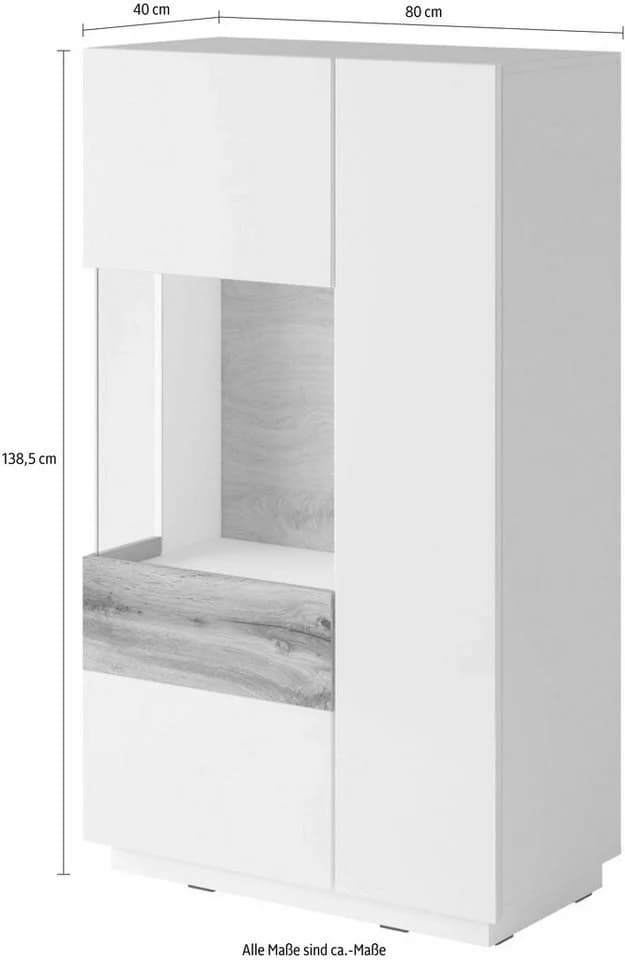 OTTO HOME Vitrine SILKE Weiß Hochglanz Push-to-Open - Bild 3
