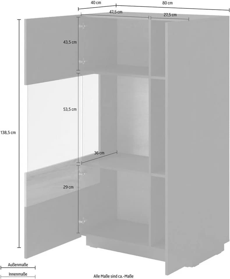 OTTO HOME Vitrine SILKE Weiß Hochglanz Push-to-Open - Bild 4