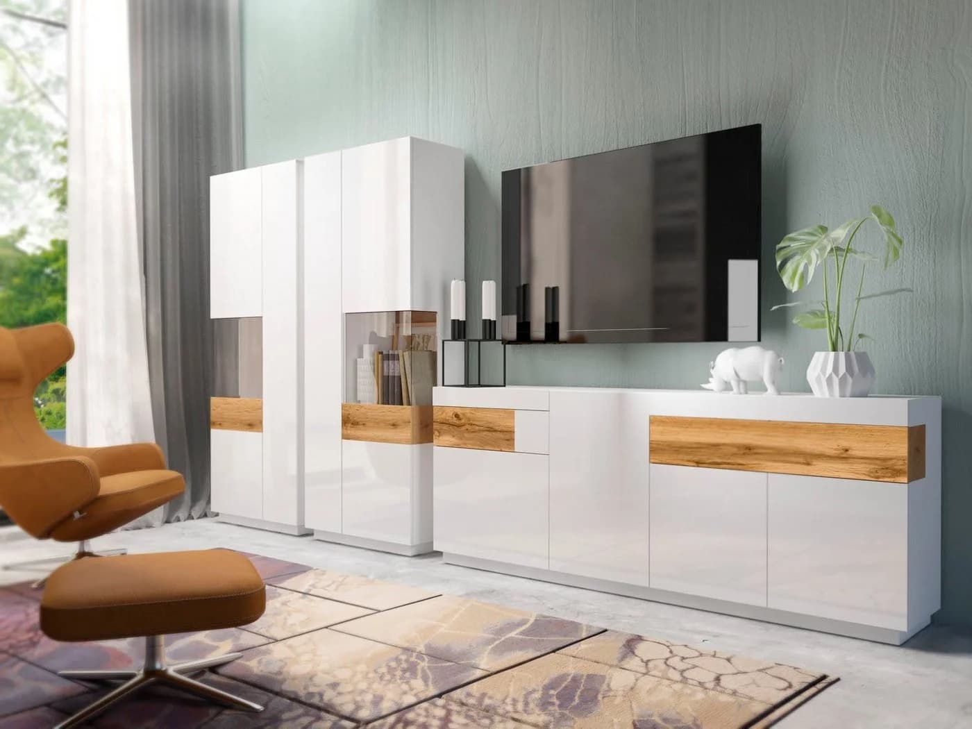 OTTO HOME Wohnwand SILKE Weiß Hochglanz 3-tlg. Modern