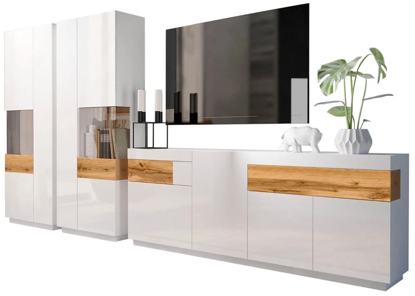 OTTO HOME Wohnwand SILKE Weiß Hochglanz 3-tlg. Modern - Bild 2