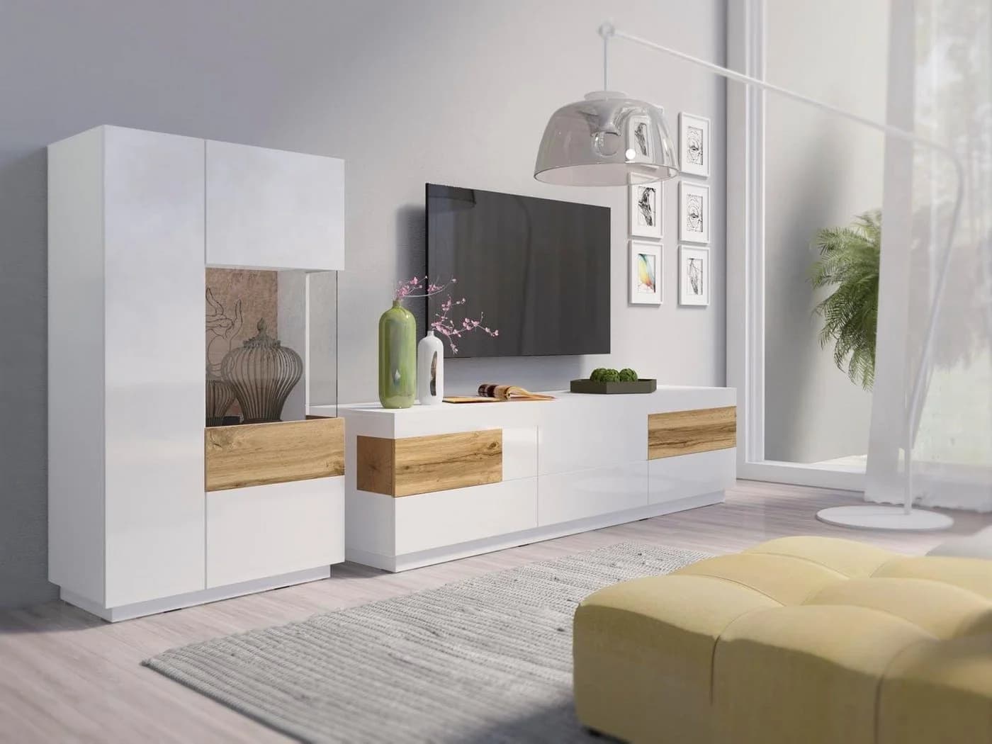 OTTO HOME Wohnwand Silke Weiß Hochglanz 2-tlg.