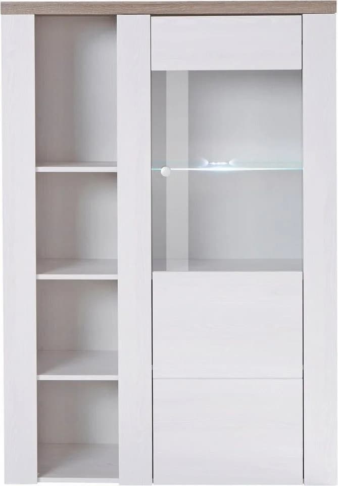 OTTO HOME Vitrine Larona Glasvitrine Hochschrank Weiß/Eiche