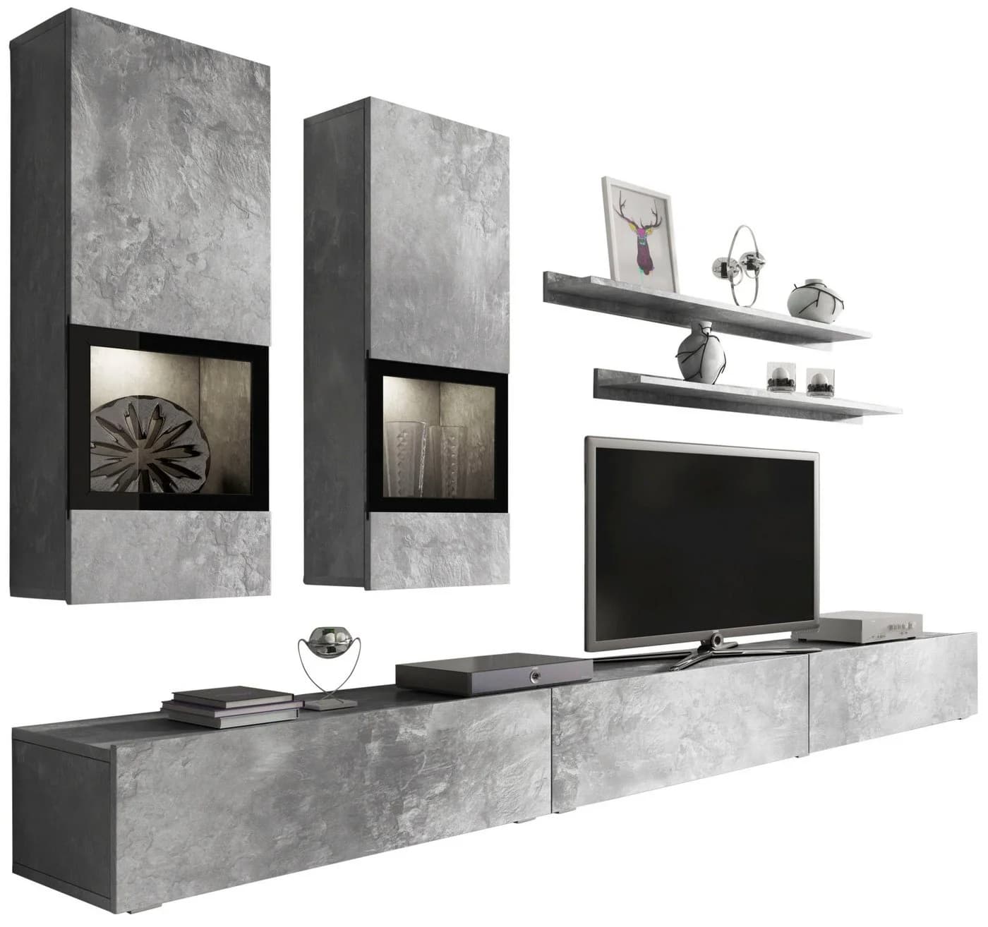 OTTO HOME Baros Wohnwand 6-tlg. Grau Beton-Optik Modern - Bild 2