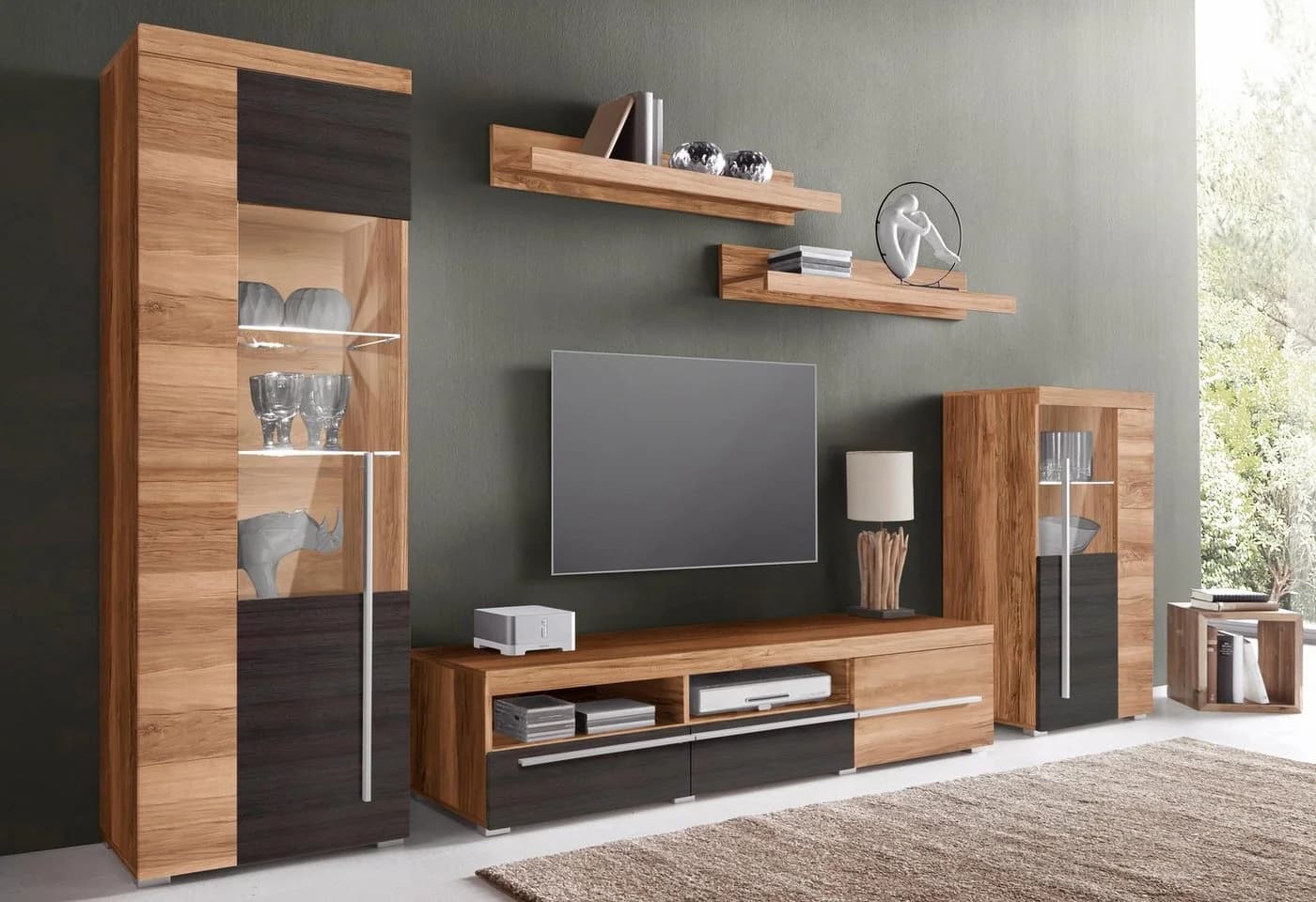 OTTO HOME Wohnwand Roger 5-tlg. Braun Glas Metall Modern - Bild 3
