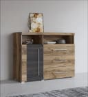 OTTO HOME Kommode Roger 120cm Braun 3 Schubladen Holzoptik Bild 2