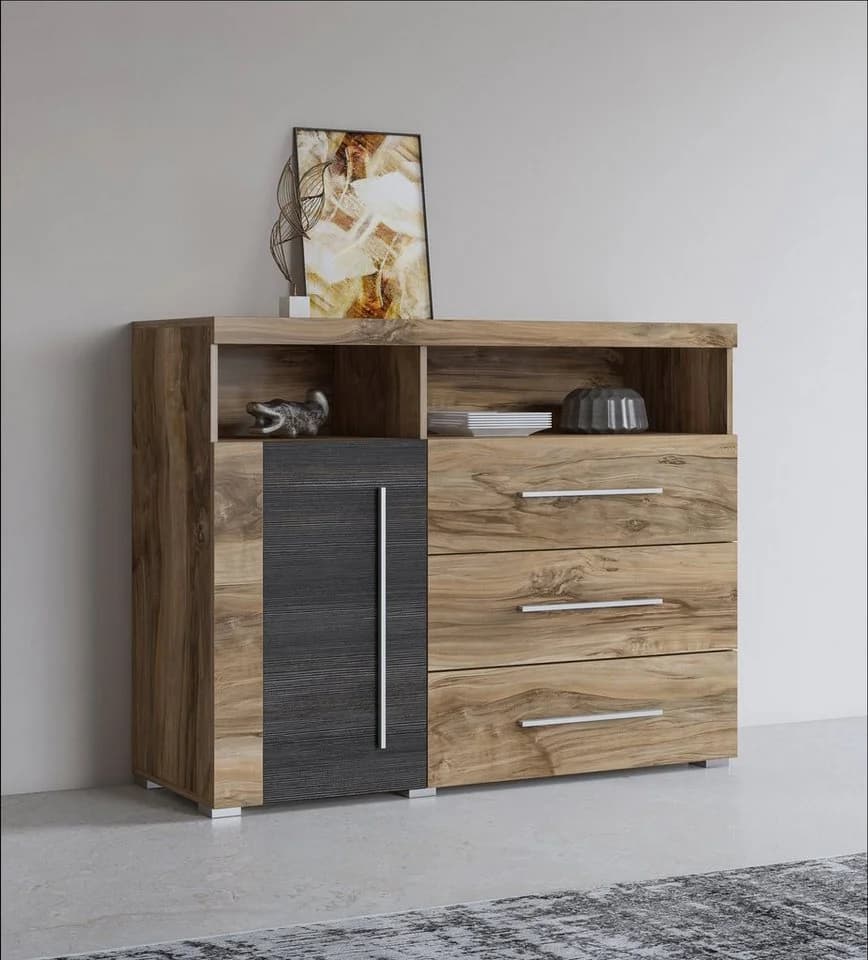 OTTO HOME Kommode Roger 120cm Braun 3 Schubladen Holzoptik - Bild 2