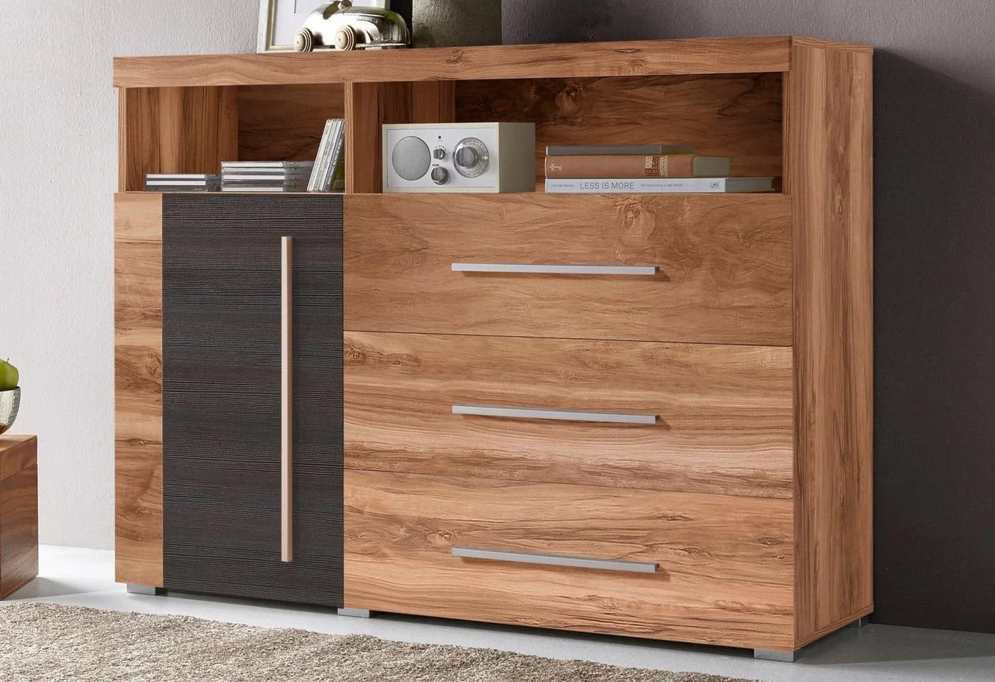 OTTO HOME Kommode Roger 120cm Braun 3 Schubladen Holzoptik - Bild 3