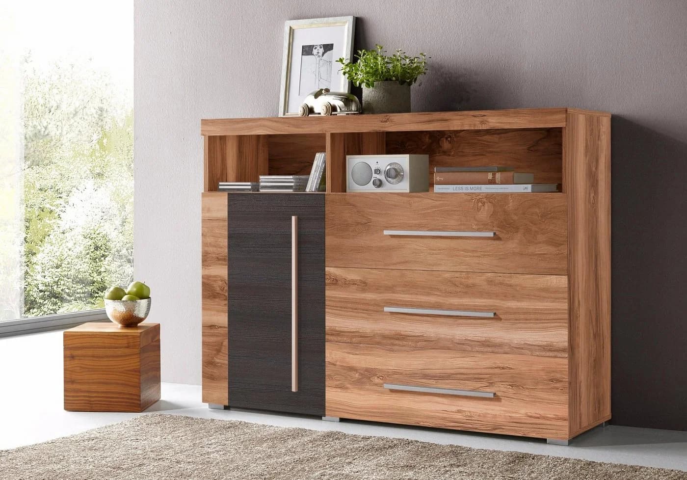 OTTO HOME Kommode Roger 120cm Braun 3 Schubladen Holzoptik - Bild 4