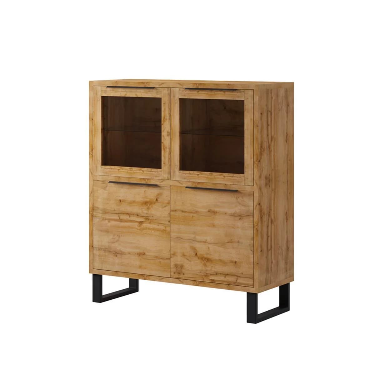 GESCHIRRSCHRANK Eden Braun Holz und Metall