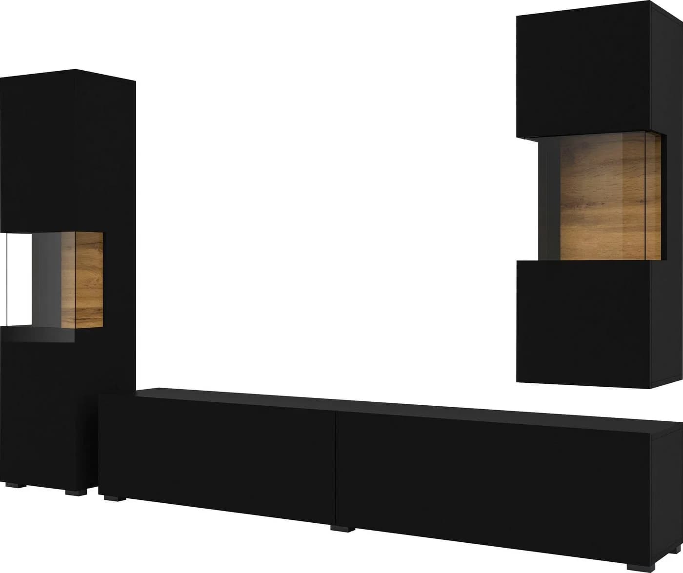 Home Affaire Wohnwand Ava 3-tlg. Schwarz Matt/Eichefarben Votan - Bild 4