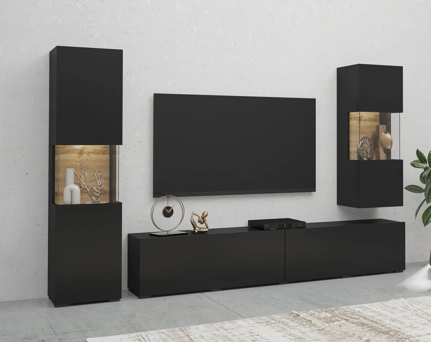 Home Affaire Wohnwand Ava 3-tlg. Schwarz Matt/Eichefarben Votan - Bild 5