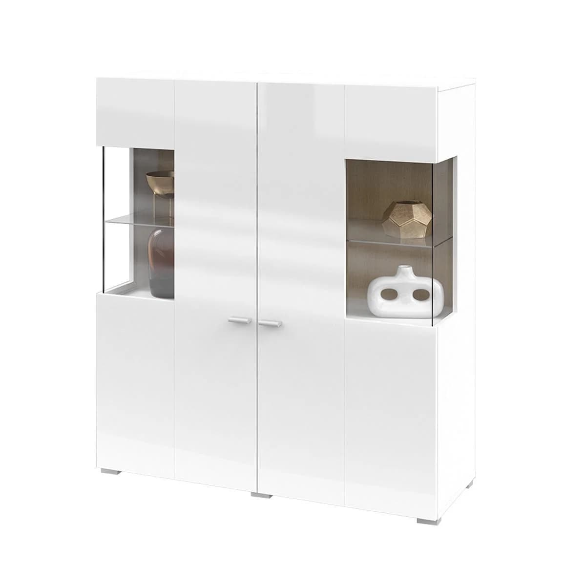 GESCHIRRSCHRANK Akram Weiß und Holz Modern