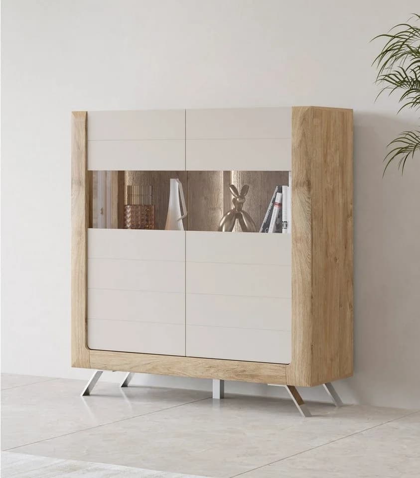 HOME AFFAIRE Highboard Kasai Eiche Harbor Gold mit Glastüren - Bild 2