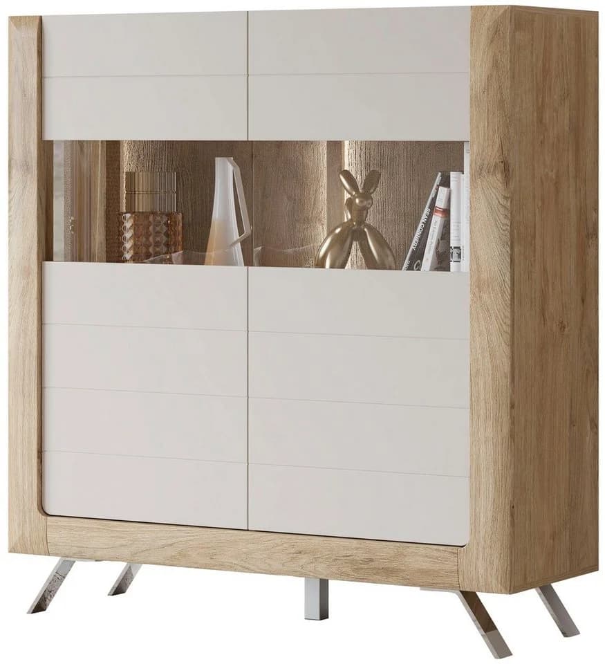 HOME AFFAIRE Highboard Kasai Eiche Harbor Gold mit Glastüren - Bild 3