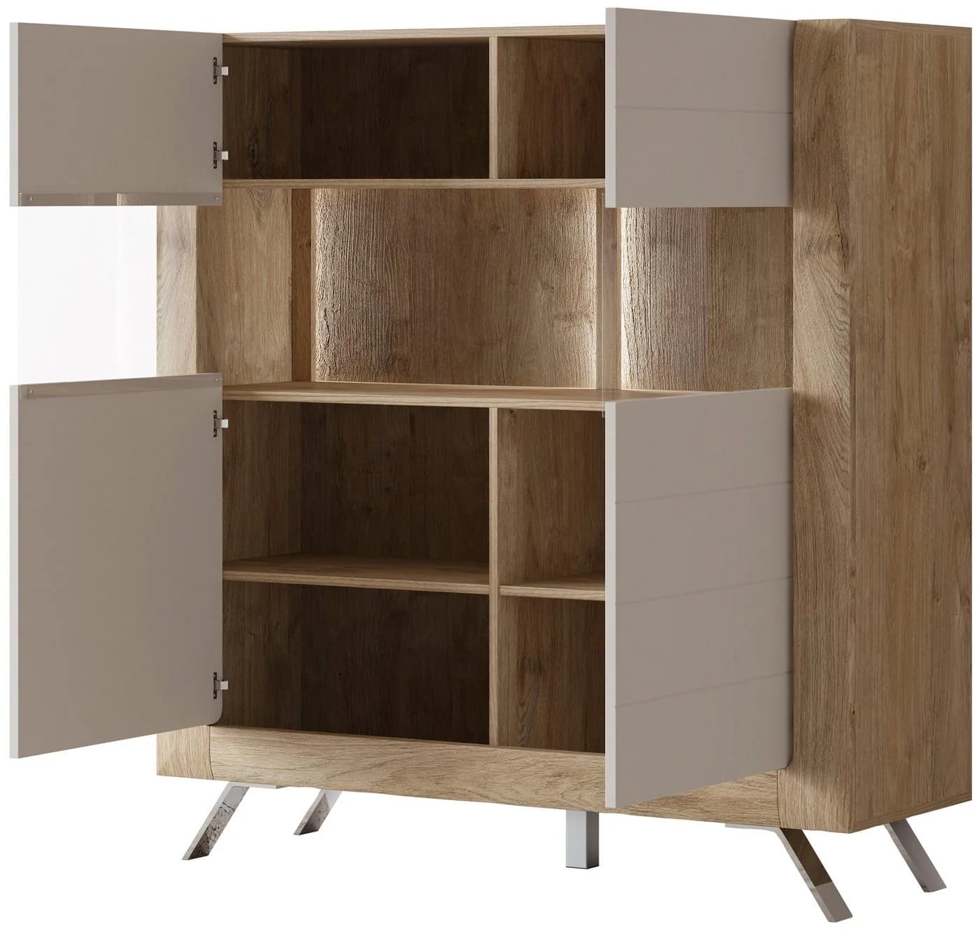 HOME AFFAIRE Highboard Kasai Eiche Harbor Gold mit Glastüren - Bild 4