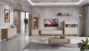 HOME AFFAIRE Highboard Kasai Eiche Harbor Gold mit Glastüren Bild 5