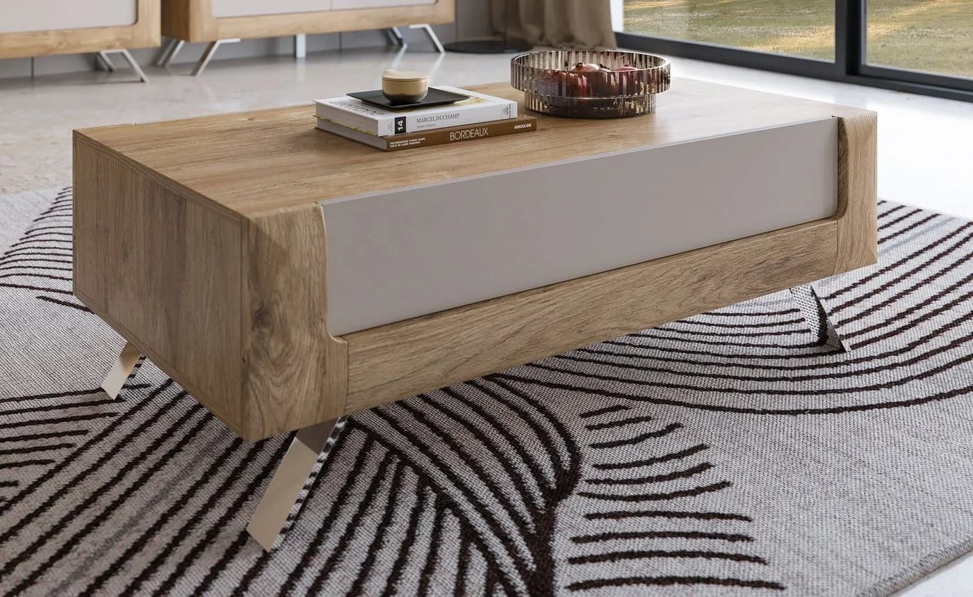 Home affaire Couchtisch Kasai Glasplatte Gold Schublade Modern - Bild 5