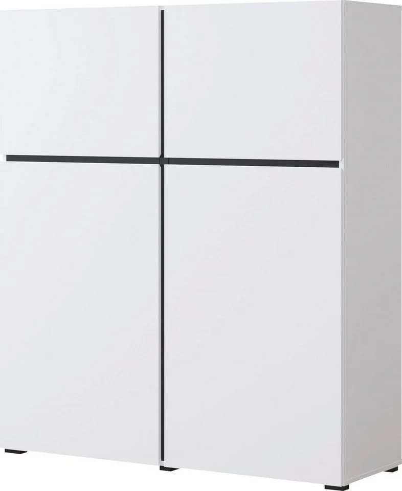 OTTO HOME Cross Highboard Weiß Modern Grifflose Hochkommode