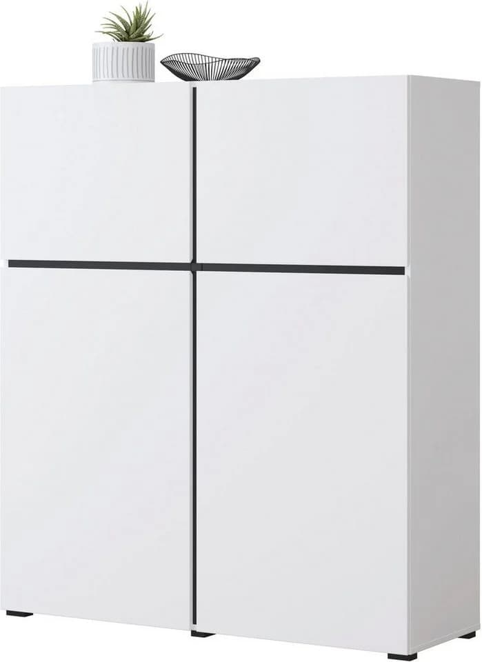 OTTO HOME Cross Highboard Weiß Modern Grifflose Hochkommode - Bild 3