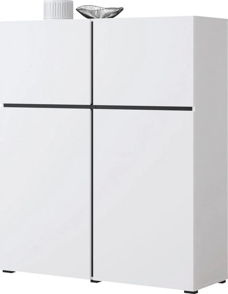 OTTO HOME Cross Highboard Weiß Modern Grifflose Hochkommode - Bild 4