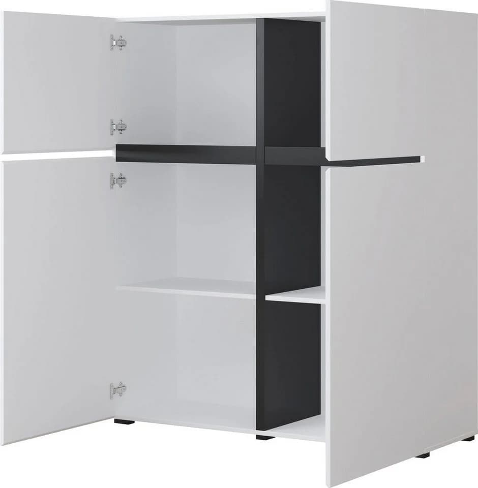 OTTO HOME Cross Highboard Weiß Modern Grifflose Hochkommode - Bild 5