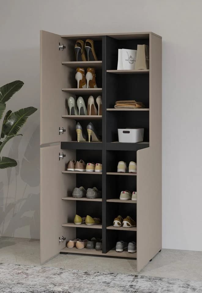 OTTO HOME Schuhschrank Cross 3-türig Grifflos Modern Braun - Bild 5