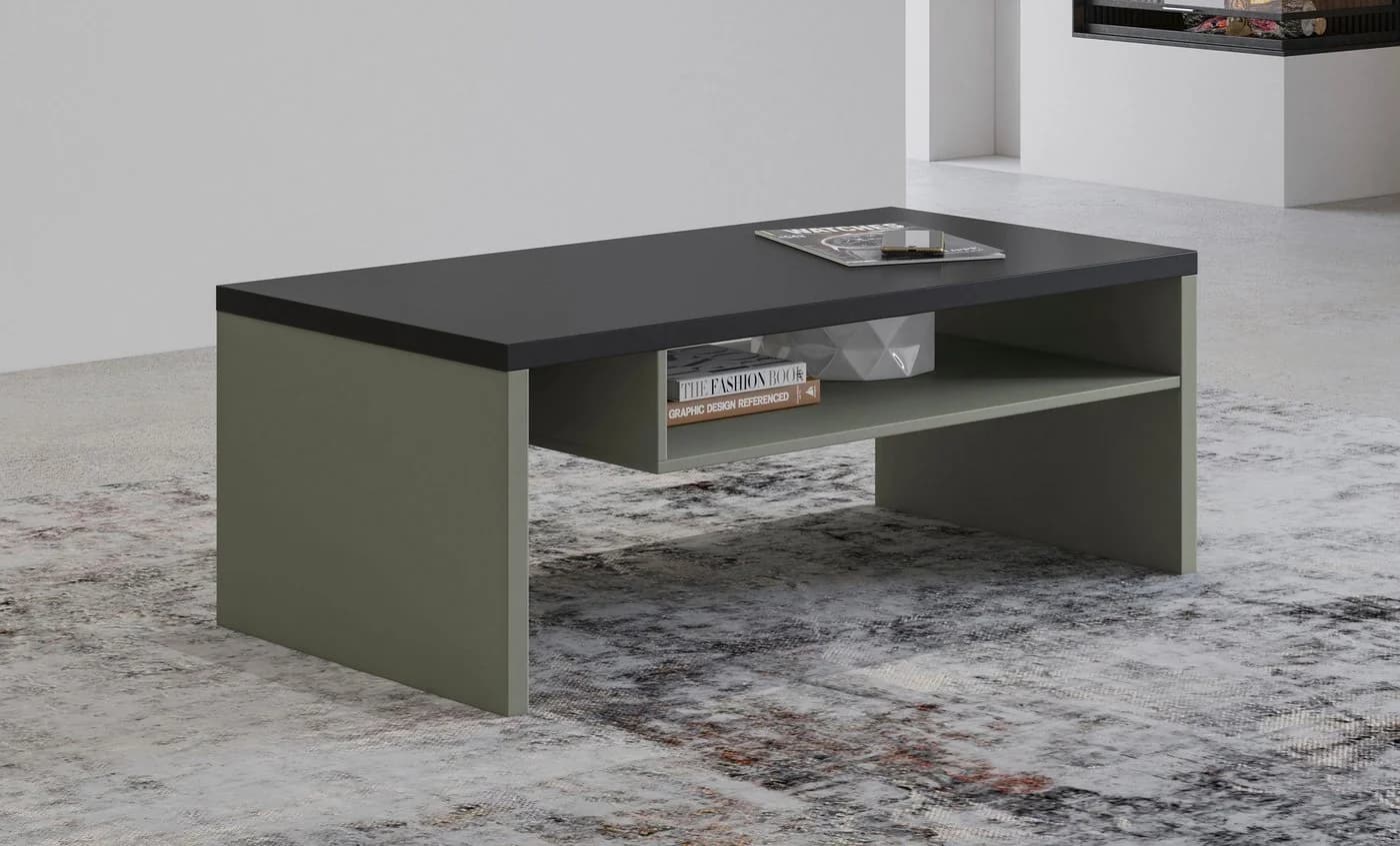 OTTO HOME Couchtisch Cross Schwarz Salbei Modern - Bild 2