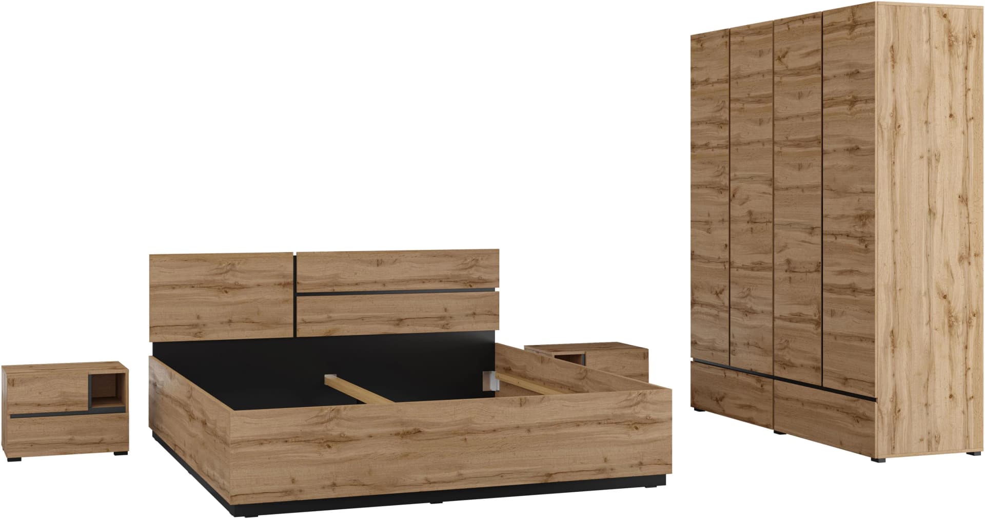 OTTO HOME Schlafzimmer-Set Cross 4-tlg. Braun Wotan Eiche