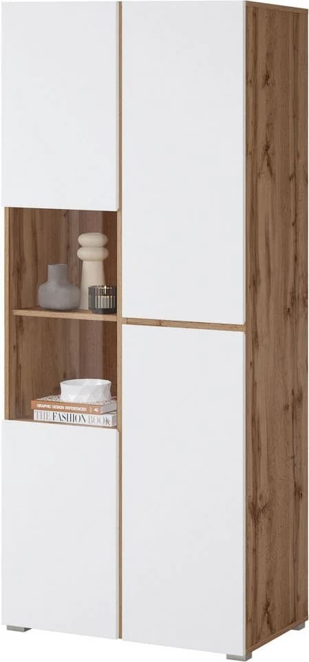 OTTO HOME Cross Vitrine 3-türig Weiß Eiche Modern - Bild 3
