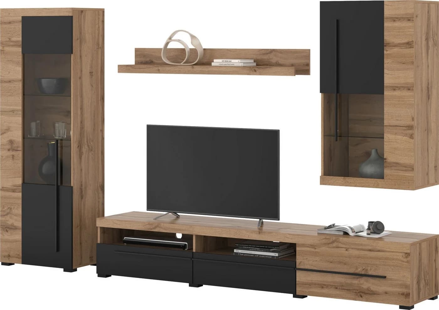 OTTO home Wohnwand Roger Modern 4-teilig Schwarz/Braun - Bild 4